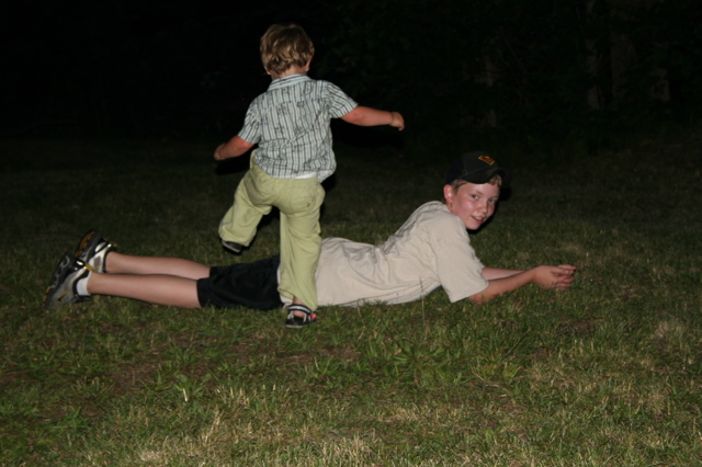 Playing with cousin Joel