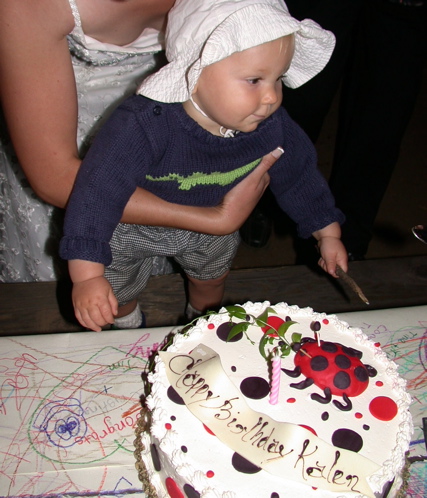 Having birthday cake at the wedding!