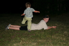 Playing with cousin Joel