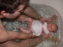 Daddy and baby in the tub
