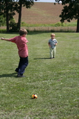 Playing with cousing Sammy