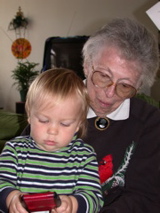 Kalen plays calculator with great grandma
